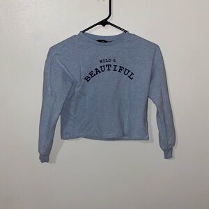 Tag Blue Cropped Long Sleeve Hoodie